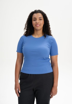 T-shirt bleu slim pour femme en coton bio