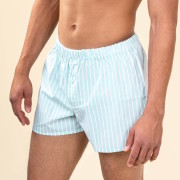 Boxer coton bio rayures bleu clair